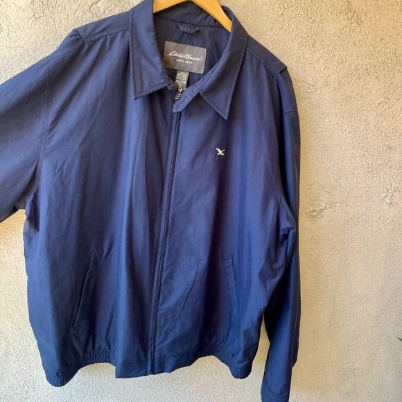 Eddie Bauer Men's Windbreaker Jacket Navy Full Zip Lined Size XL Tall - Picture 2 of 5